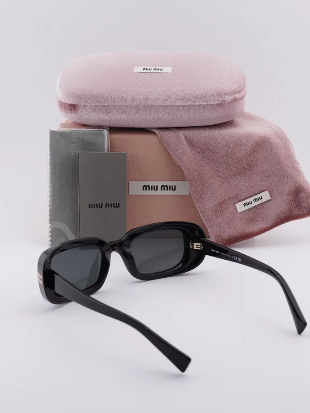 Miu Miu MUB13S 16K08Z Rectangle Sunglasses – Black\Dark Grey